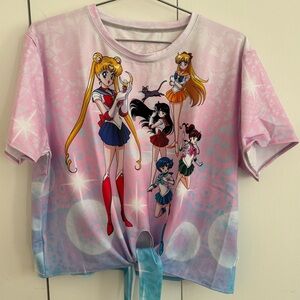 Sailor Guardians Bubbles Tie Front Tee by BlackMilk